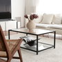 Hanah Home Astro Mesa de Centro de Cristal Templado Humo y Negro